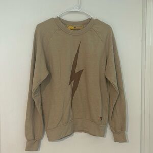 Aviator Nation Tan Lightning Bolt Sweatshirt
